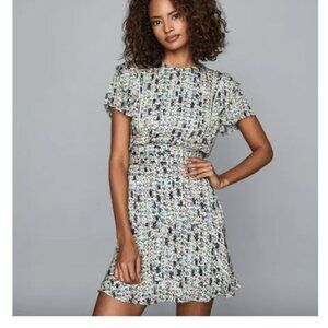 Reiss Bethan Multi Ditsy Ruffle Dress – Size 8